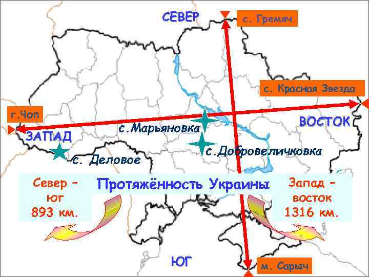 Км с востока на запад