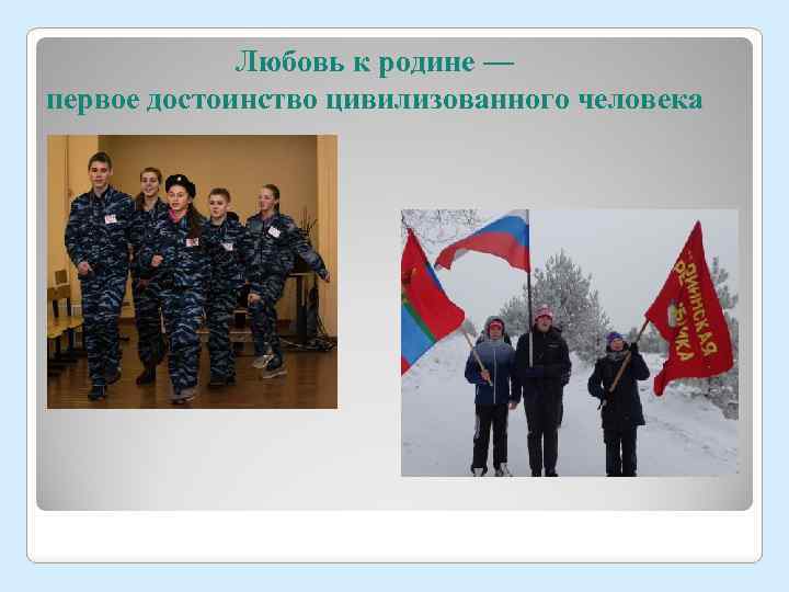 Любовь к родине — первое достоинство цивилизованного человека 