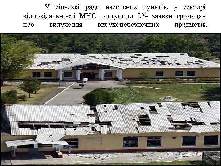  У сільські ради населених пунктів, у секторі відповідальності МНС поступило 224 заявки громадян