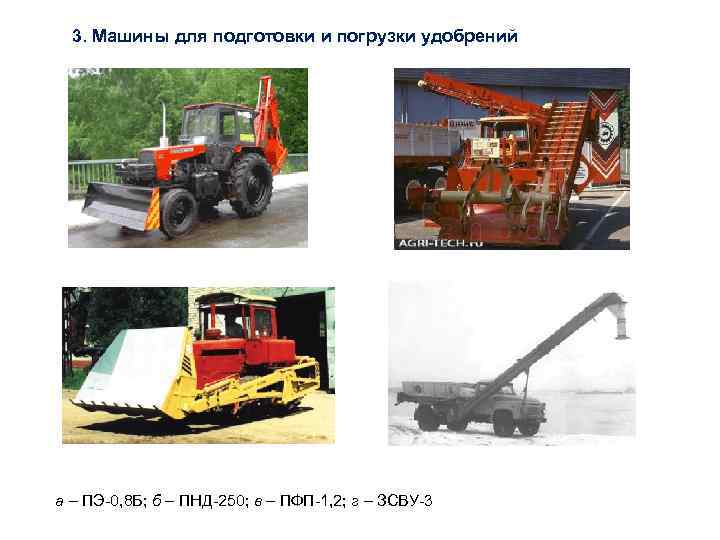 3. Машины для подготовки и погрузки удобрений а – ПЭ-0, 8 Б; б –