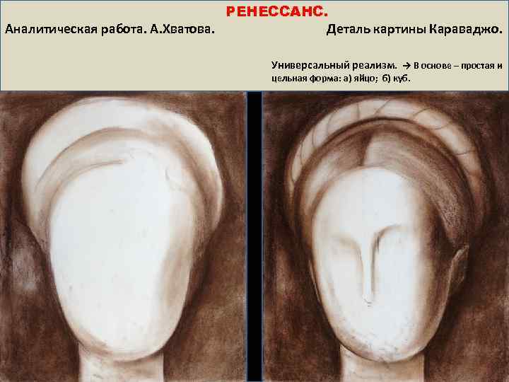  РЕНЕССАНС. Аналитическая работа. А. Хватова. Деталь картины Караваджо. Универсальный реализм. → В основе