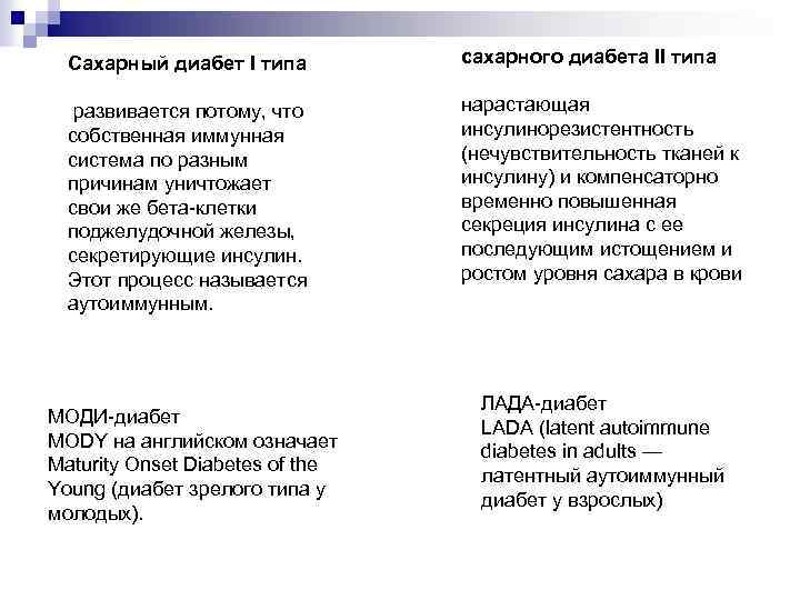 Сахарный диабет I типа сахарного диабета II типа развивается потому, что собственная иммунная система