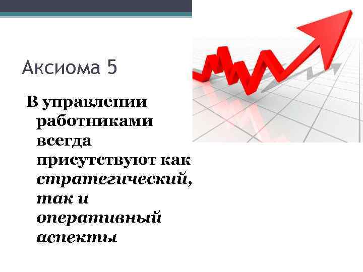 Аксиома 5 В управлении работниками всегда присутствуют как стратегический, так и оперативный аспекты 