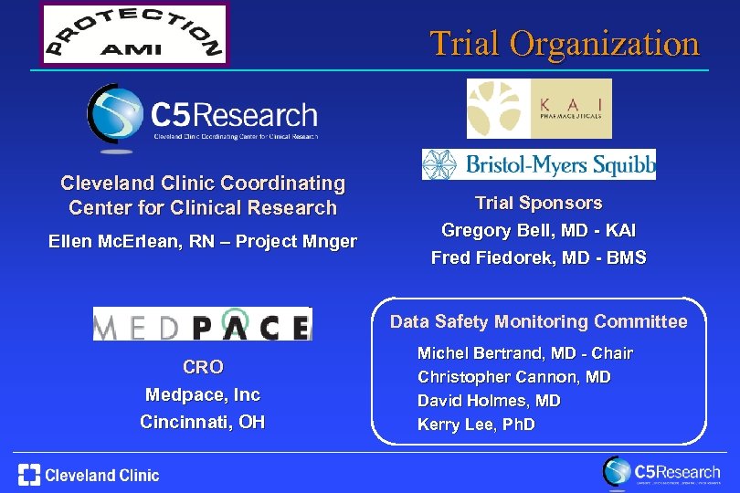 Trial Organization Cleveland Clinic Coordinating Center for Clinical Research Ellen Mc. Erlean, RN –