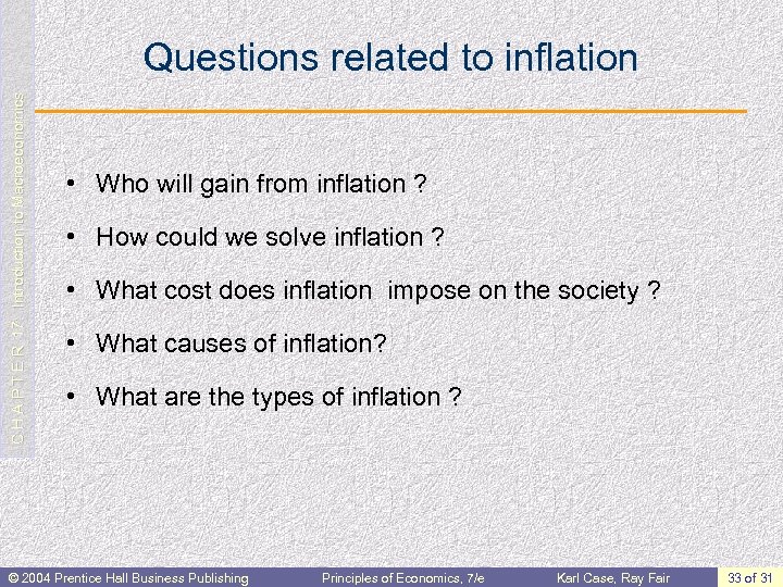 C H A P T E R 17: Introduction to Macroeconomics Questions related to