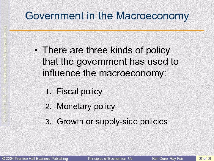 C H A P T E R 17: Introduction to Macroeconomics Government in the