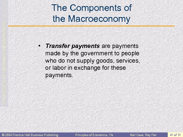 C H A P T E R 17: Introduction to Macroeconomics The Components of