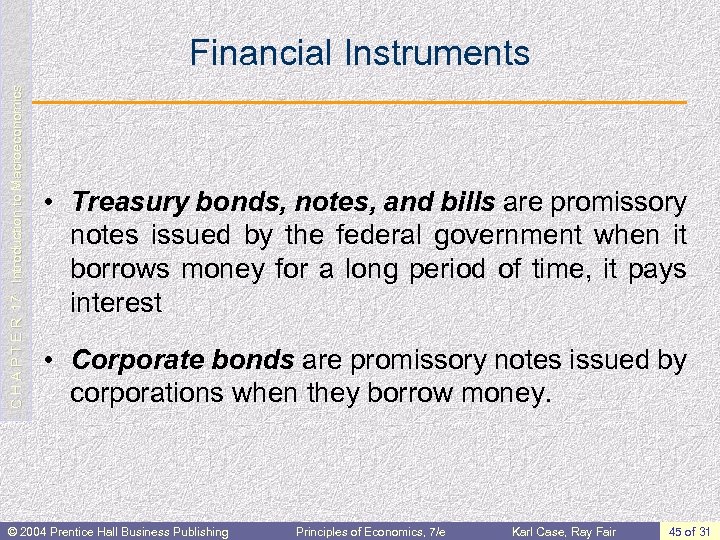 C H A P T E R 17: Introduction to Macroeconomics Financial Instruments •