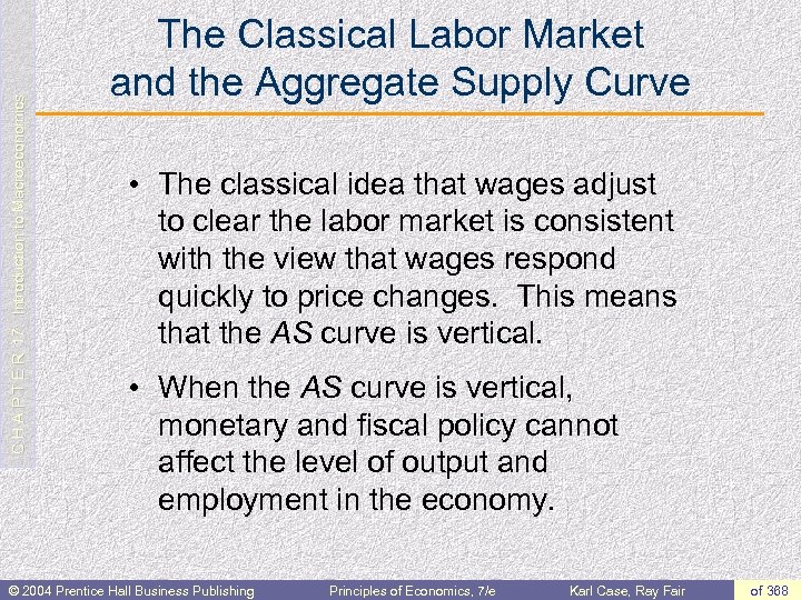 C H A P T E R 17: Introduction to Macroeconomics The Classical Labor