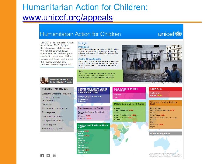 Humanitarian Action for Children: www. unicef. org/appeals 18 