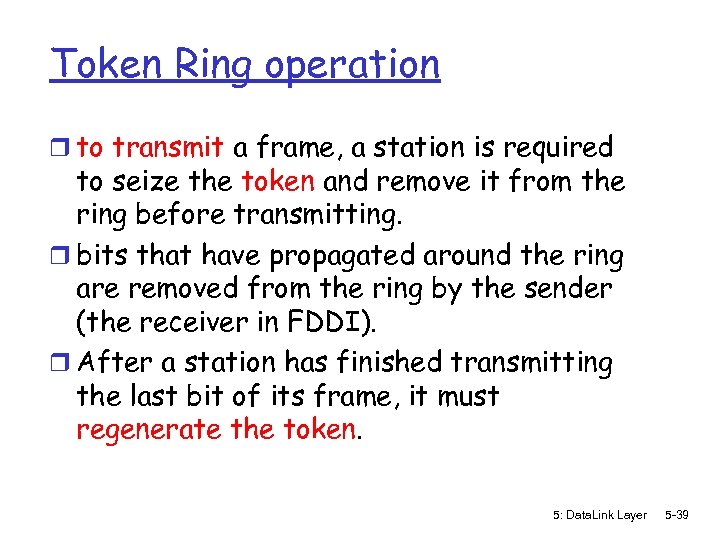 Token Ring operation r to transmit a frame, a station is required to seize