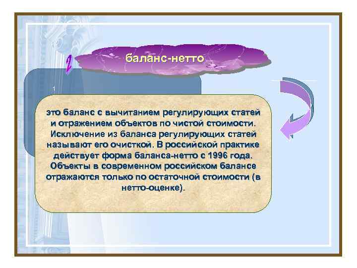 баланс-нетто 1 это баланс с вычитанием регулирующих статей и отражением объектов по чистой стоимости.