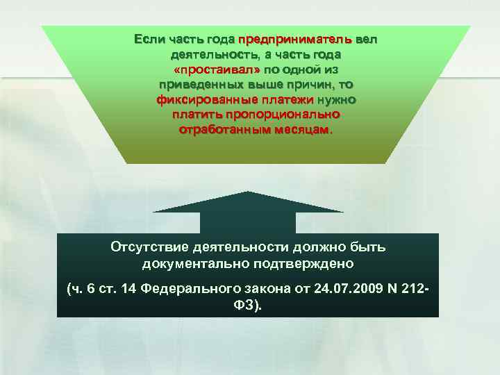 Если часть года предприниматель вел деятельность, а часть года «простаивал» по одной из приведенных