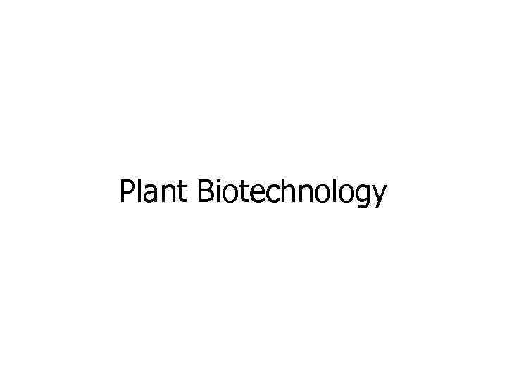 Plant Biotechnology 