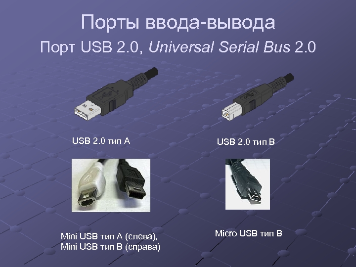 Порты ввода-вывода Порт USB 2. 0, Universal Serial Bus 2. 0 USB 2. 0