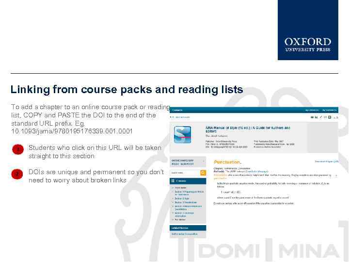 Linking from course packs and reading lists To add a chapter to an online