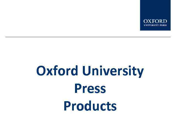 Oxford University Press Products 