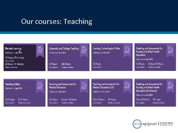 Our courses: Teaching 