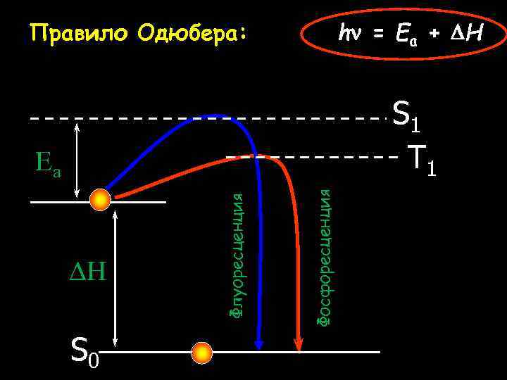 Правило Одюбера: hn = Ea + DH S 1 T 1 S 0 Фосфоресценция