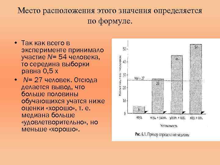 Место расположения этого значения определяется по формуле. • Так как всего в эксперименте принимало