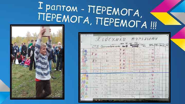 І раптом - ПЕ РЕМОГА, ПЕРЕМОГА, П ЕРЕМОГА !!! 
