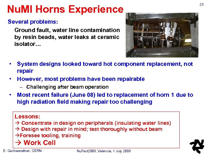 Nu. MI Horns Experience Several problems: Ground fault, water line contamination by resin beads,