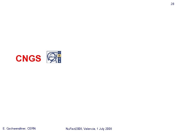 26 CNGS E. Gschwendtner, CERN Nu. Fact 2008, Valencia, 1 July 2008 