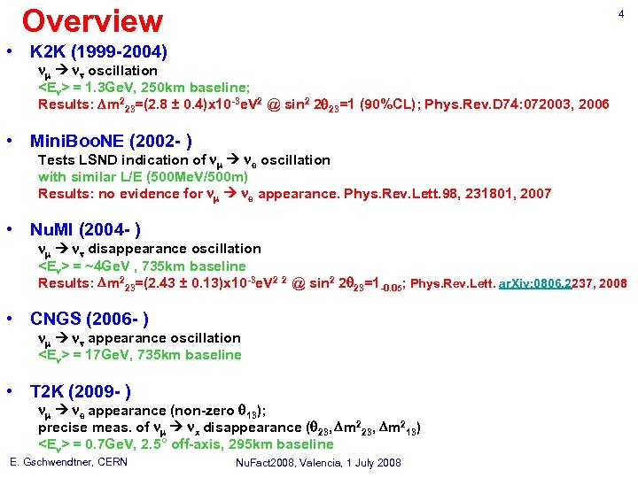 Overview 4 • K 2 K (1999 -2004) nm nt oscillation <En> = 1.