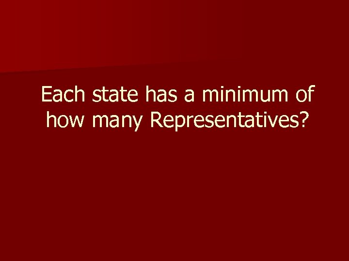 Each state has a minimum of how many Representatives? 