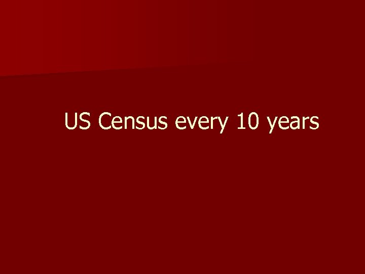 US Census every 10 years 