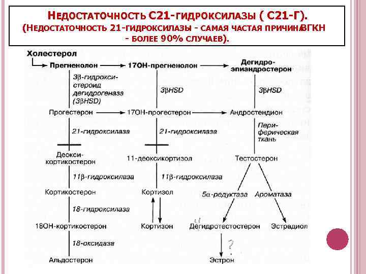 НЕДОСТАТОЧНОСТЬ С 21 -ГИДРОКСИЛАЗЫ ( С 21 -Г). (НЕДОСТАТОЧНОСТЬ 21 -ГИДРОКСИЛАЗЫ - САМАЯ ЧАСТАЯ