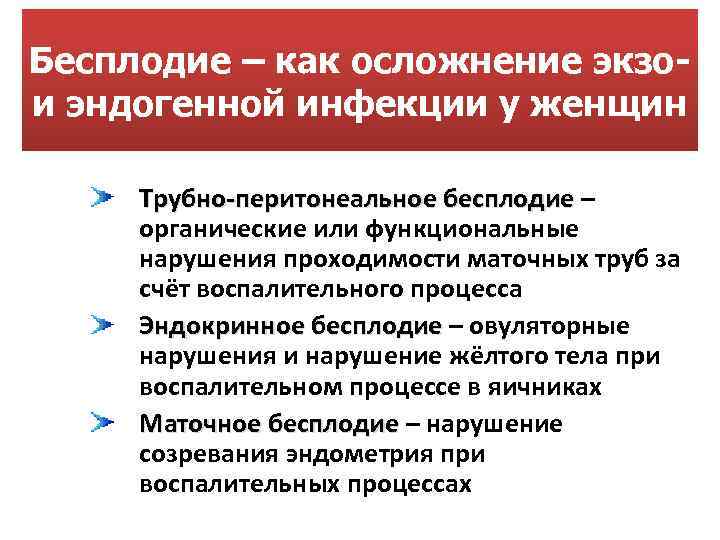 Бесплодие – как осложнение экзо и эндогенной инфекции у женщин Трубно-перитонеальное бесплодие – Трубно-перитонеальное