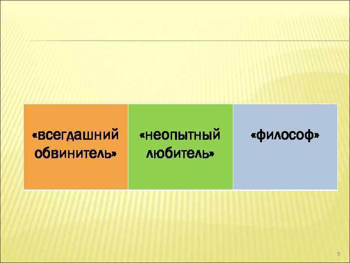 «всегдашний обвинитель» «неопытный любитель» «философ» 9 