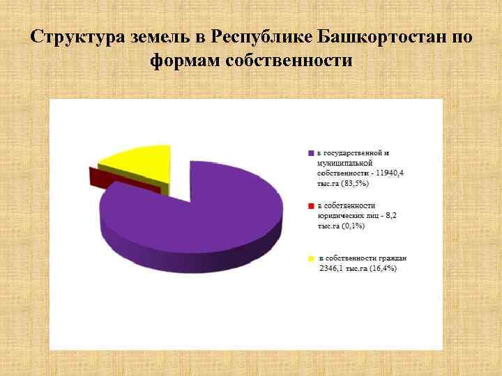 Структура земель в Республике Башкортостан по формам собственности 