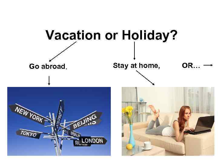 Vacation or Holiday? Go abroad, Stay at home, OR… 