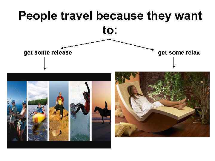 People travel because they want to: get some release get some relax 