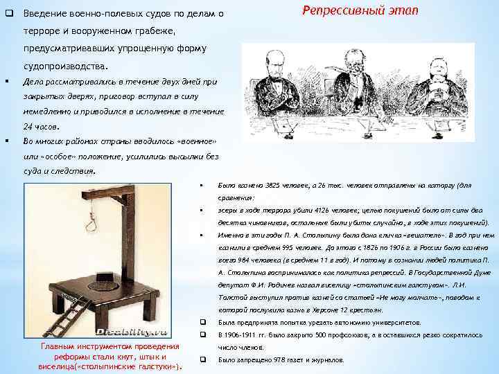 q Введение военно-полевых судов по делам о Репрессивный этап терроре и вооруженном грабеже, предусматривавших