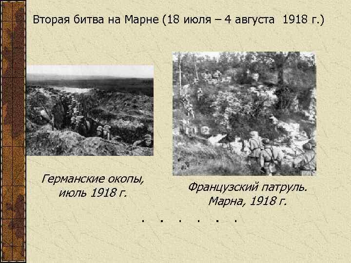 Вторая битва на Марне (18 июля – 4 августа 1918 г. ) Германские окопы,