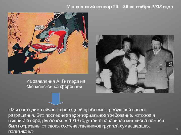 Мюнхенский сговор 29 – 30 сентября 1938 года Из заявления А. Гитлера на Мюнхенской