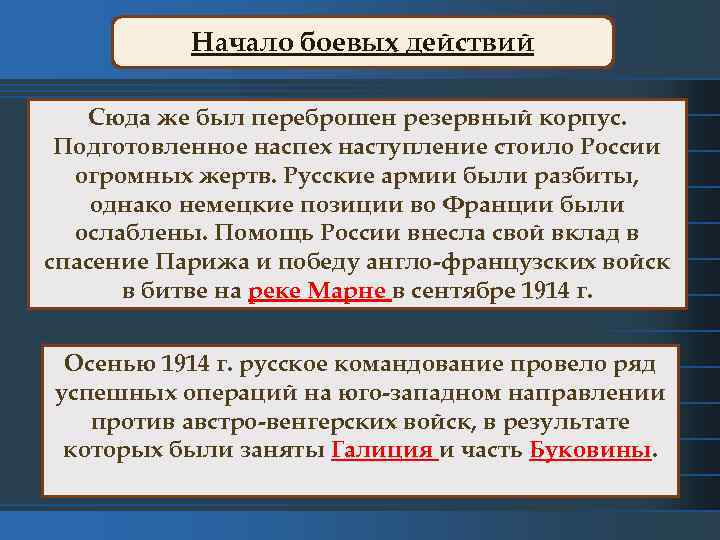 Начало боевых действий Сюда же был переброшен резервный корпус. Подготовленное наспех наступление стоило России