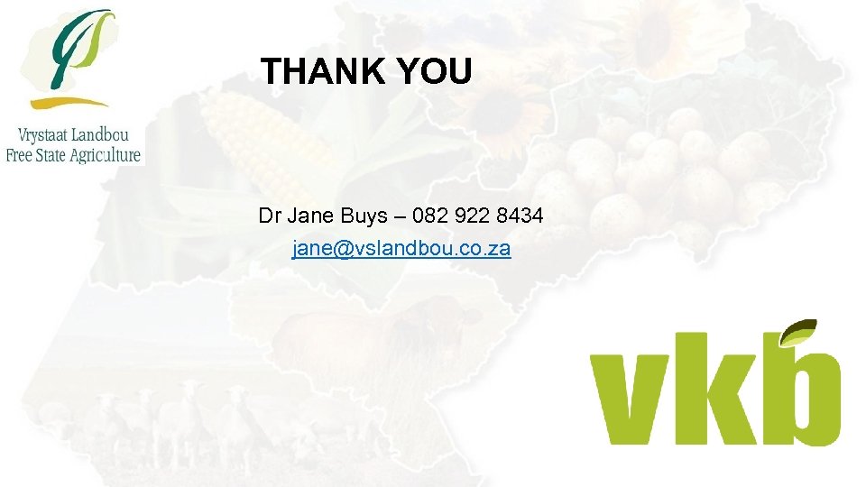 THANK YOU Dr Jane Buys – 082 922 8434 jane@vslandbou. co. za 