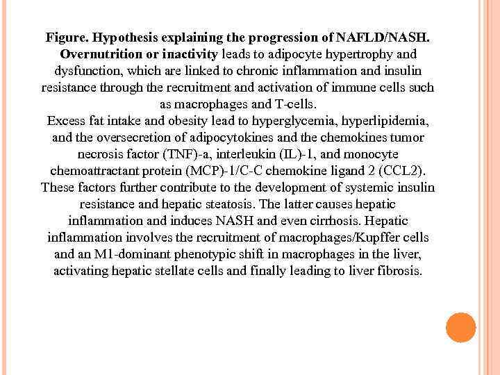 Figure. Hypothesis explaining the progression of NAFLD/NASH. Overnutrition or inactivity leads to adipocyte hypertrophy