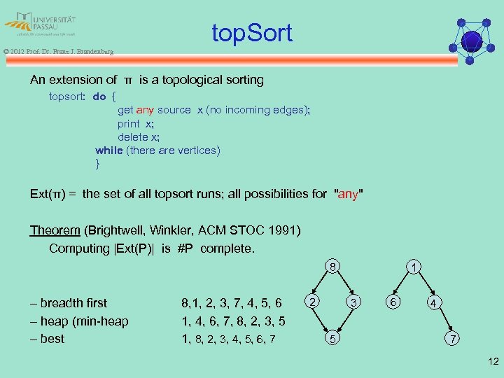 top. Sort © 2012 Prof. Dr. Franz J. Brandenburg An extension of π is