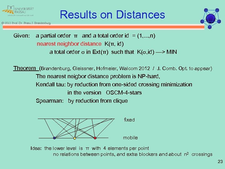 Results on Distances © 2012 Prof. Dr. Franz J. Brandenburg Given: a partial order