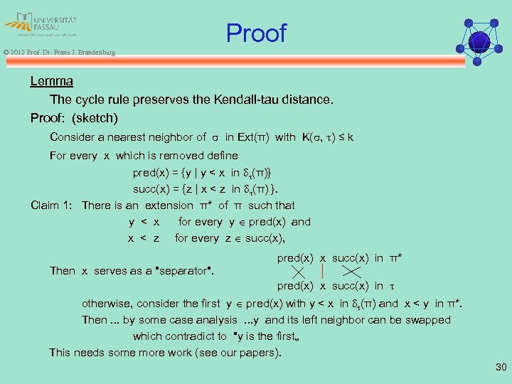 Proof © 2012 Prof. Dr. Franz J. Brandenburg Lemma The cycle rule preserves the