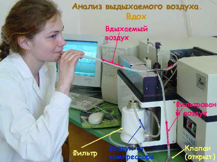 Исследование воздуха. Лабораторные исследования воздуха. Анализ воздуха. Исследование газов выдыхаемого воздуха. Забор проб выдыхаемого воздуха.