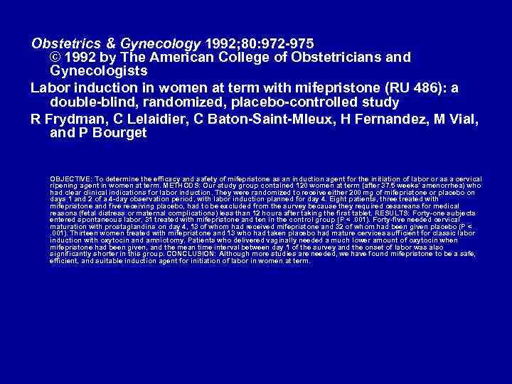 Obstetrics & Gynecology 1992; 80: 972 -975 © 1992 by The American College of