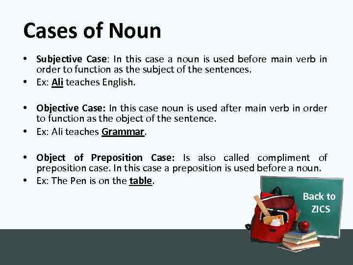 Cases of Noun • Subjective Case: In this case a noun is used before