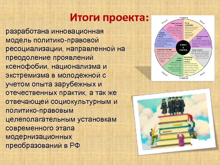 Итоги проекта: разработана инновационная модель политико-правовой ресоциализации, направленной на преодоление проявлений ксенофобии, национализма и