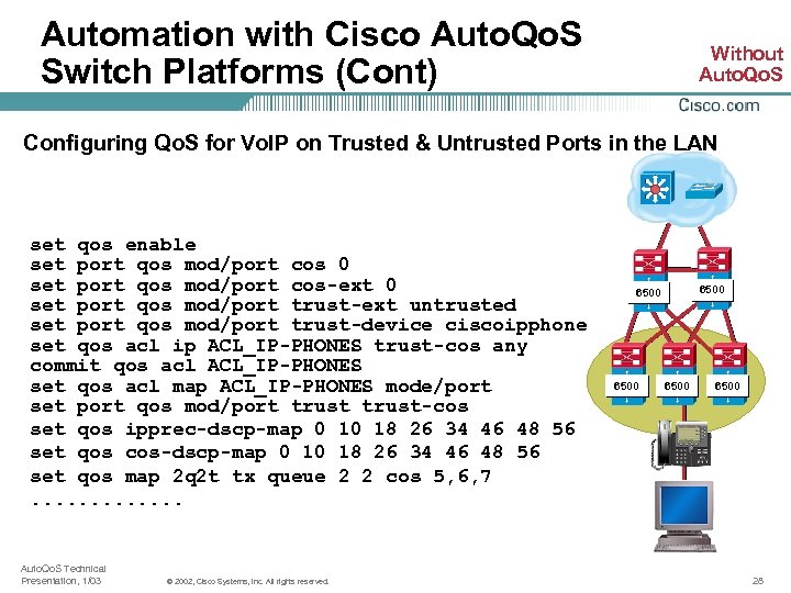 Automation with Cisco Auto. Qo. S Switch Platforms (Cont) Without Auto. Qo. S Configuring